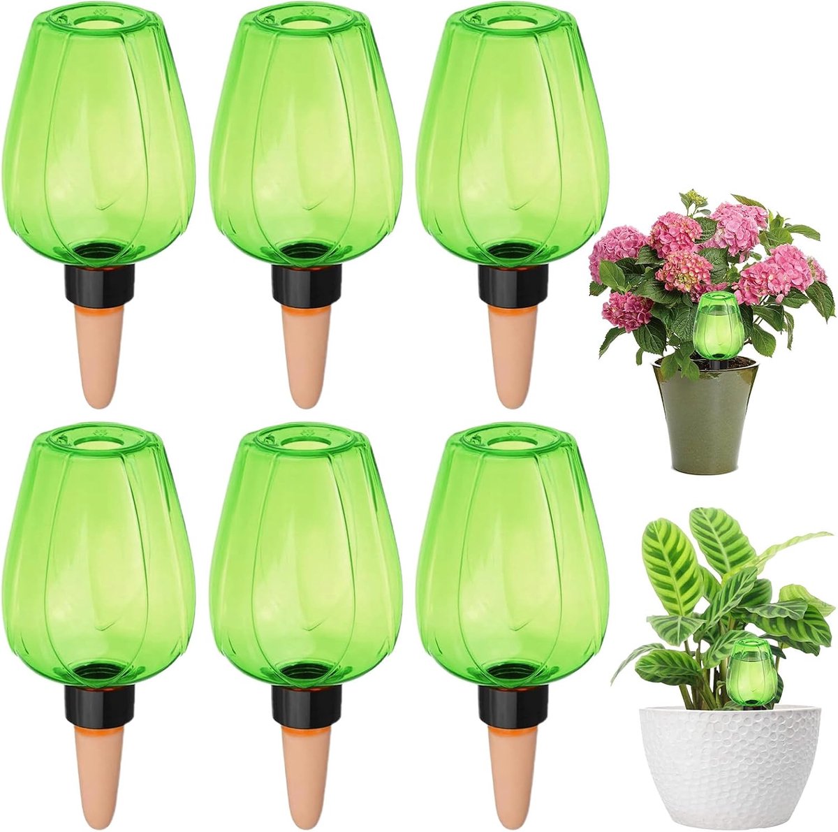 Bewateringsballen voor planten, 6 stuks, automatische plantenirrigatie, tuinplanten, zelfbewatering, bewateringsbal voor automatische irrigatie van kamer, balkon en tuinplanten (groen)