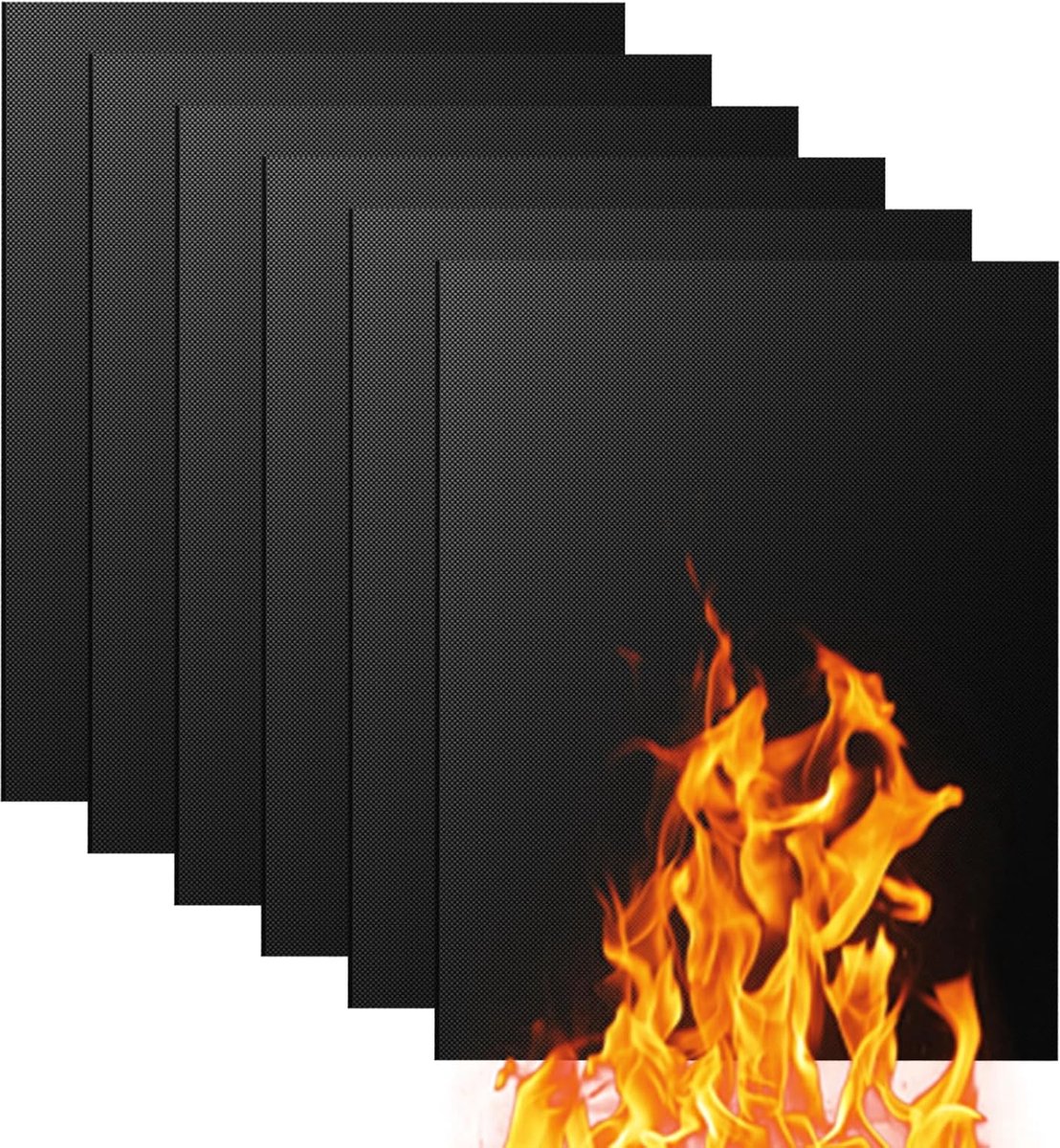 Set van 6 grillmatten, 40 x 30 cm, hittebestendig, anti-aanbaklaag, herbruikbaar, voor gasgrill, kolen, oven, elektrische grill