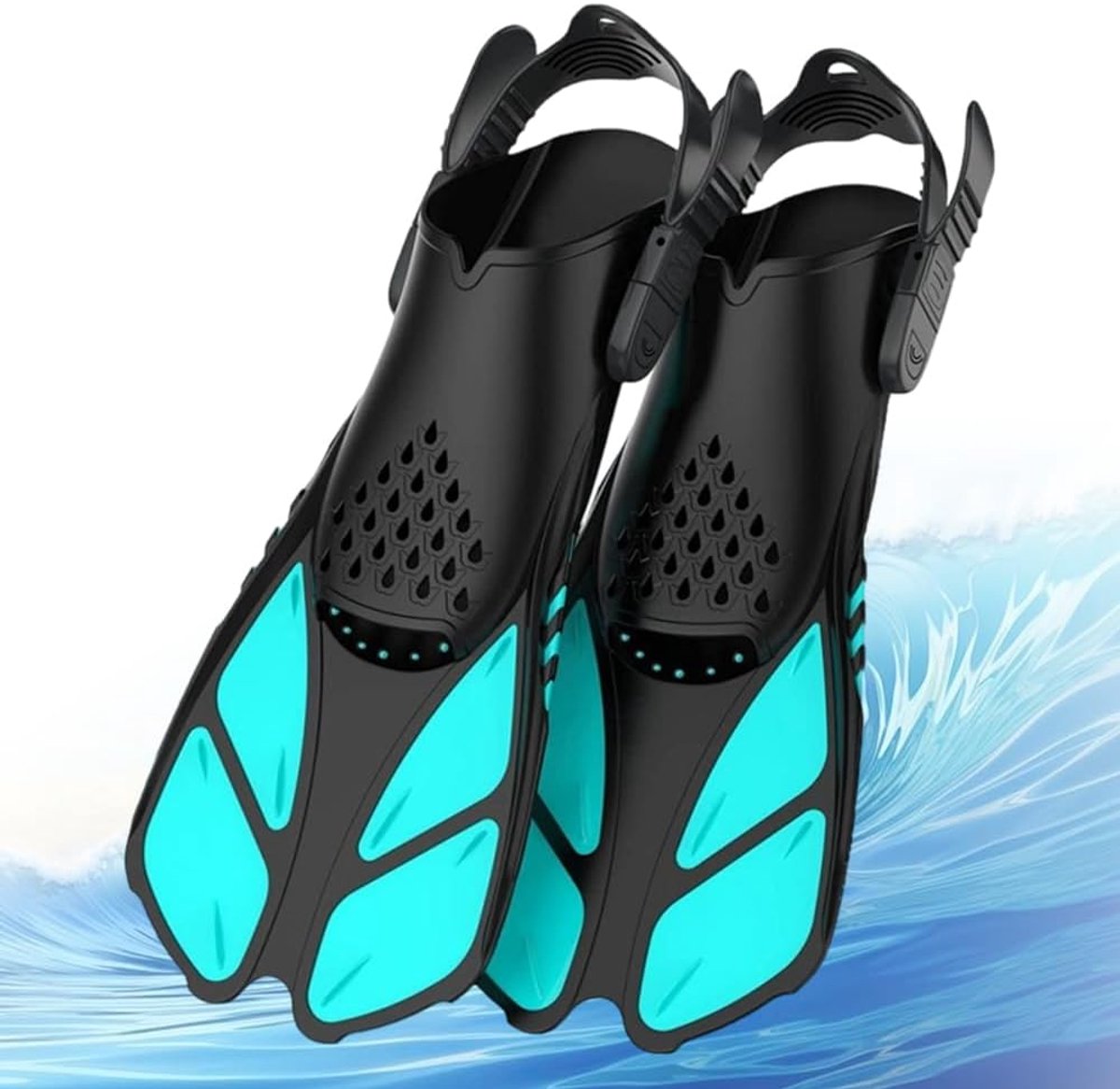 Zwemvliezen voor volwassenen, uniseks, verstelbare snorkelvinnen met open hiel, korte en antislip duikvinnen voor snorkelen, duiken en zwemmen