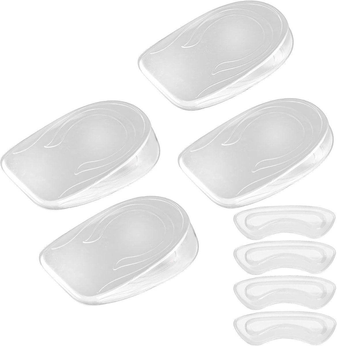 Verhoging 1 cm, 1 paar hielspoor-inlegzolen, schoenwig, 1 cm, met 1 paar schoeninlegzolen, verhoging van 2 cm siliconen hielwiggen, gelkussens (2 paar universeel voor dames)