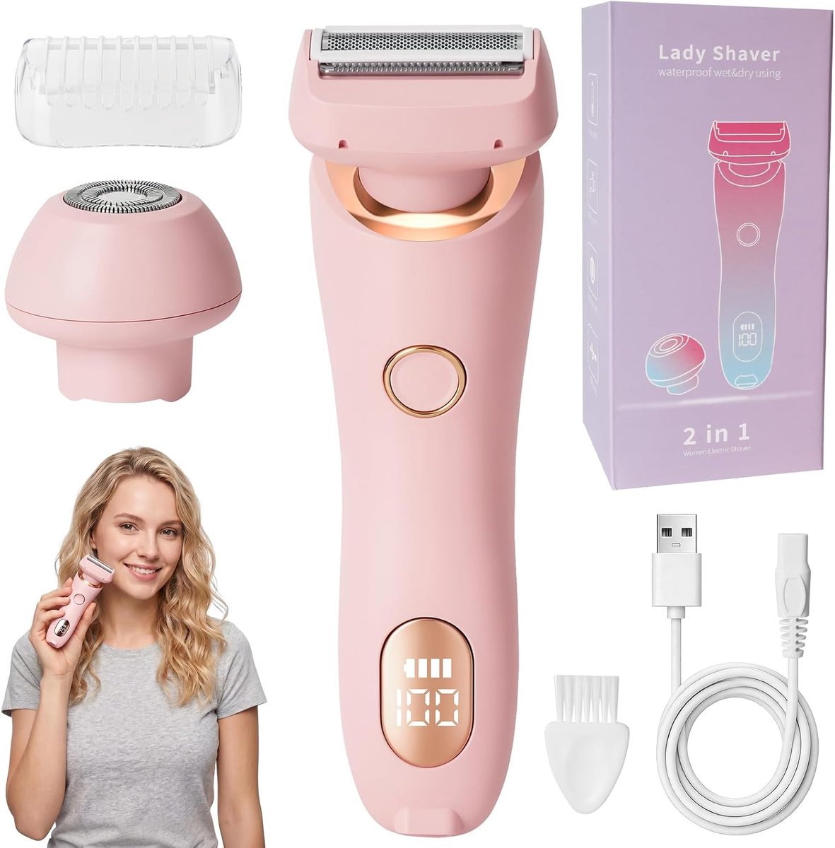 scheerapparaat voor vrouwen, scheerapparaat voor dames, elektrisch scheerapparaat voor gezicht, benen, armen en bikinizone