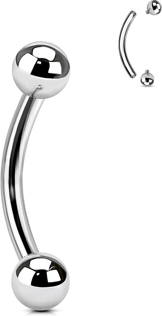 Titanium Wenkbrauwpiercing Sieraden Verticale Labret Lip Bars 16G Rook Gebogen Barbell 6mm 8mm Zilver Daith Tragus Labret Piercing Sieraden Intern Schroefdraad Kraakbeen Oorbel Bars