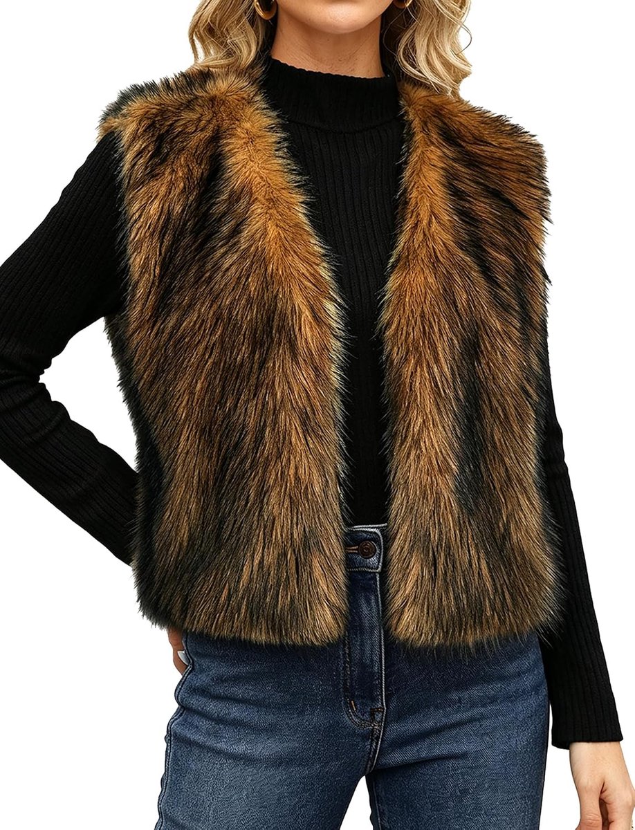 Wintervest met V-hals voor dames, korte mouwloze jas