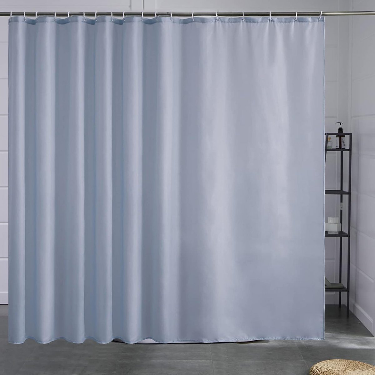 Kleine Douchegordijn Grijs Blauw Anti Schimmel Polyester Stof Waterdicht Douche Gordijnen Wasbaar Textiel voor Badkuip of De Badkamer 18 Douchegordijnhaken 275x180cm.