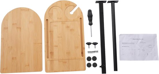 Bijzettafel, in hoogte verstelbaar, kleine bijzettafel, C-vorm, 360 graden draaibaar, tafelblad 40 x 22 cm, van bamboe, 42-82 cm hoog, koffietafel, C-vormig, sofa, bijzettafel, bank, verborgen basis — afbeelding 3