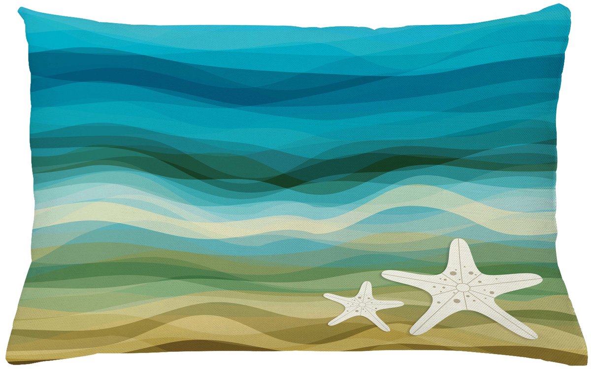 ABAKUHAUS Grunge Sierkussenhoes Set van 4, Modern Geometrisch Ornamenteel Vormen Cirkels Vierkanten Zigzags en Strepen, Modern Accent Dubbel-Dubbelzijdig Print, 50 x 30 cm, Donker Teal en Beige