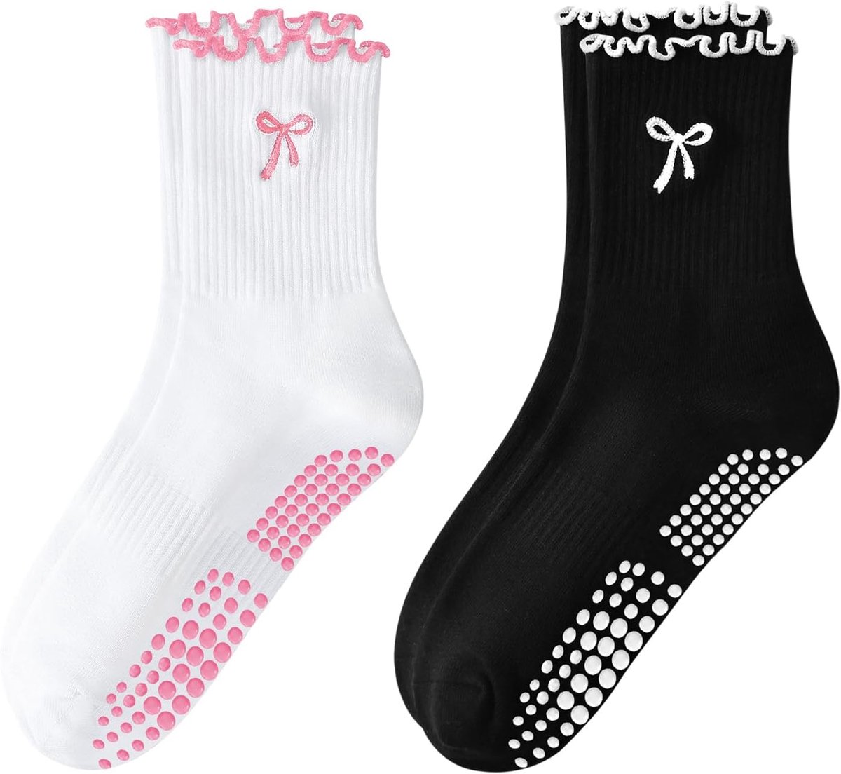 Sokken voor Vrouwen Yoga Antislip Borduurwerk Strik Sokken voor Fitness, Ballet, Dans Workout