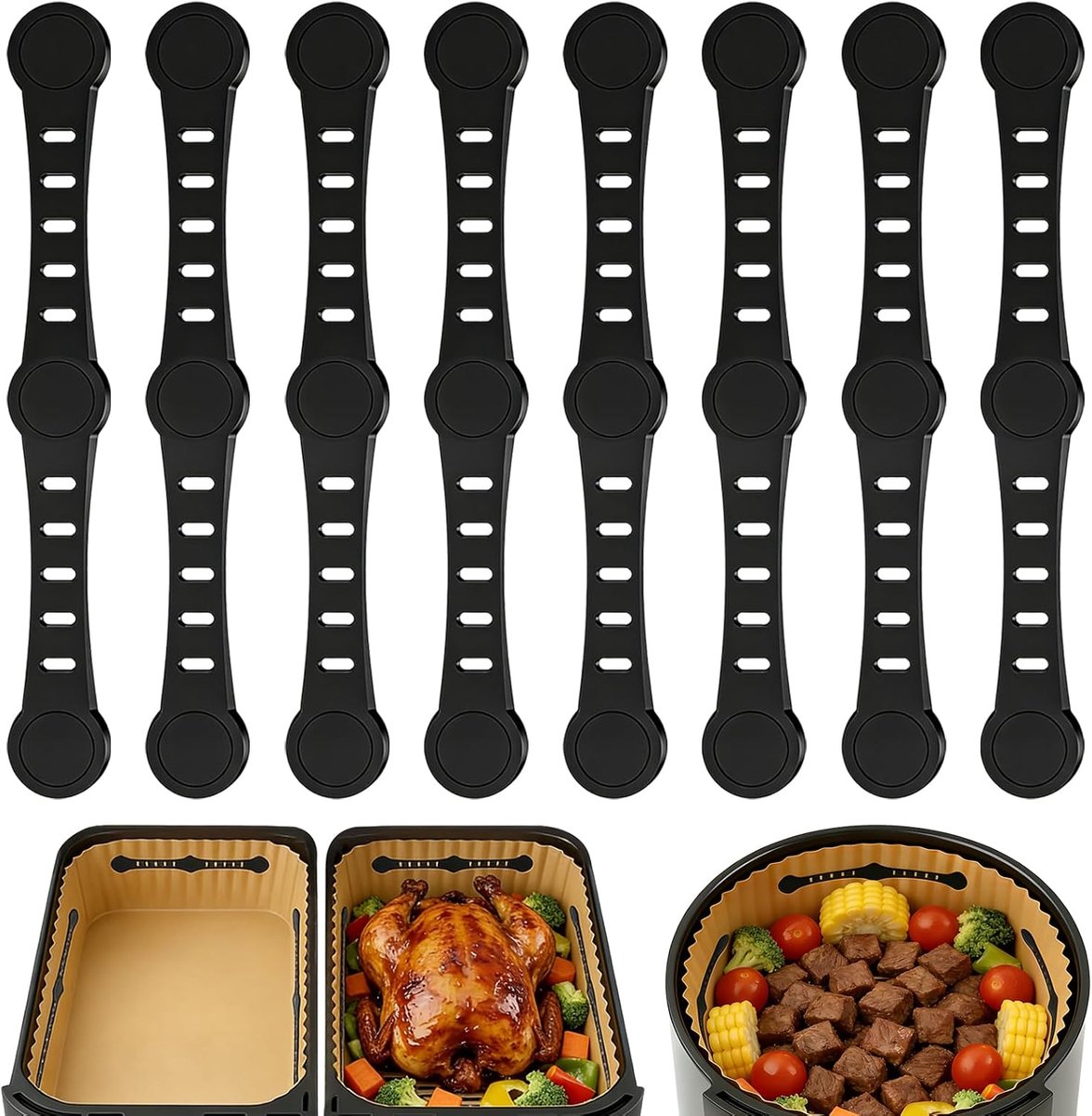 gespen voor heteluchtfriteuse, bevestiging aan heteluchtfriteuse, eenvoudig in gebruik, geschikt voor Single & Dual Basket Air friteuse