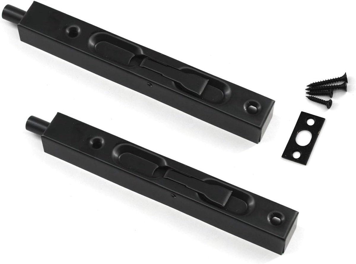 6 Inch Roestvrij Staal Schuifdeur Klink Bolt Zwarte Flush Bolt met Schroeven voor Slaapkamer, Kast