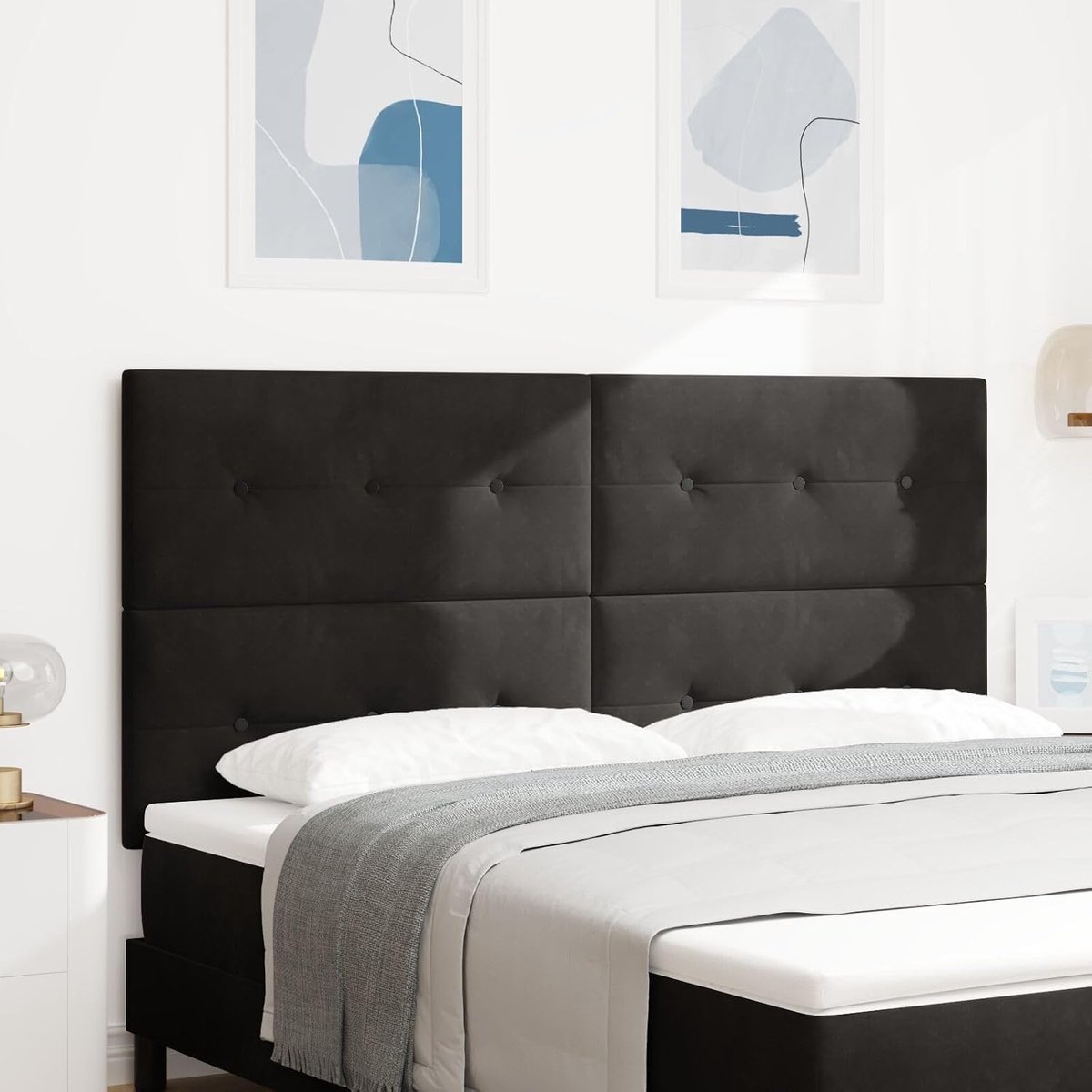 Sets, LED-hoofdeinde zwart 90 cm fluweel