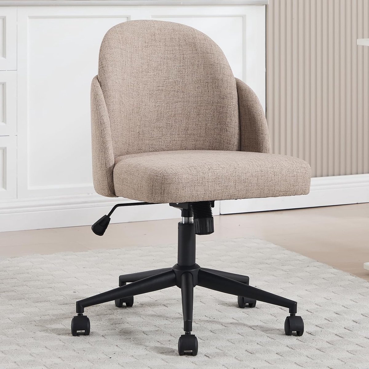 Chairus Bureaustoel voor thuis, 360° draaibare bureaustoel met verstelbare hoogte voor slaapkamer/ijdelheid, kaki