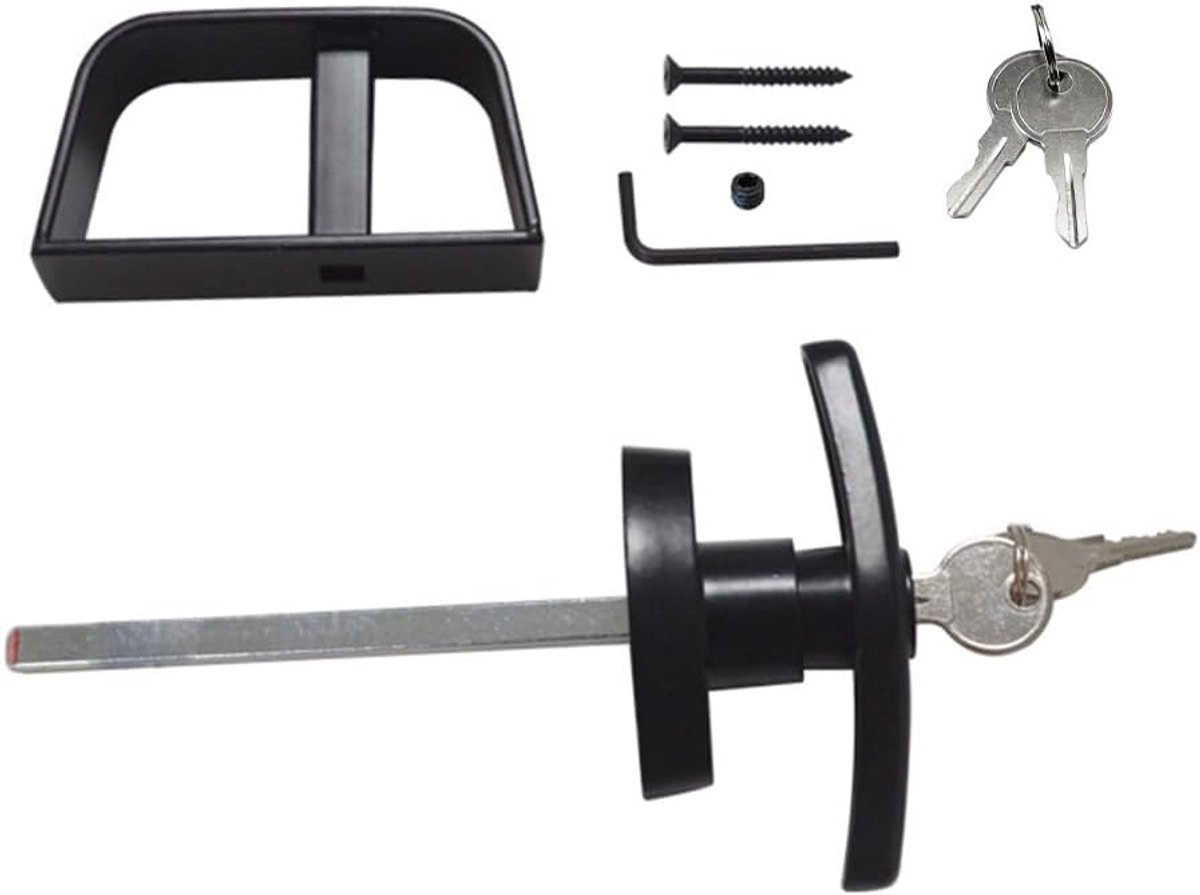 T-greep slotset met 2 sleutels, 4-1/2 inch deurslot voor speelhuisjes, kippenhokken, camperopslag, schuur, schuurdeur, zinklegering, hardware-slotset