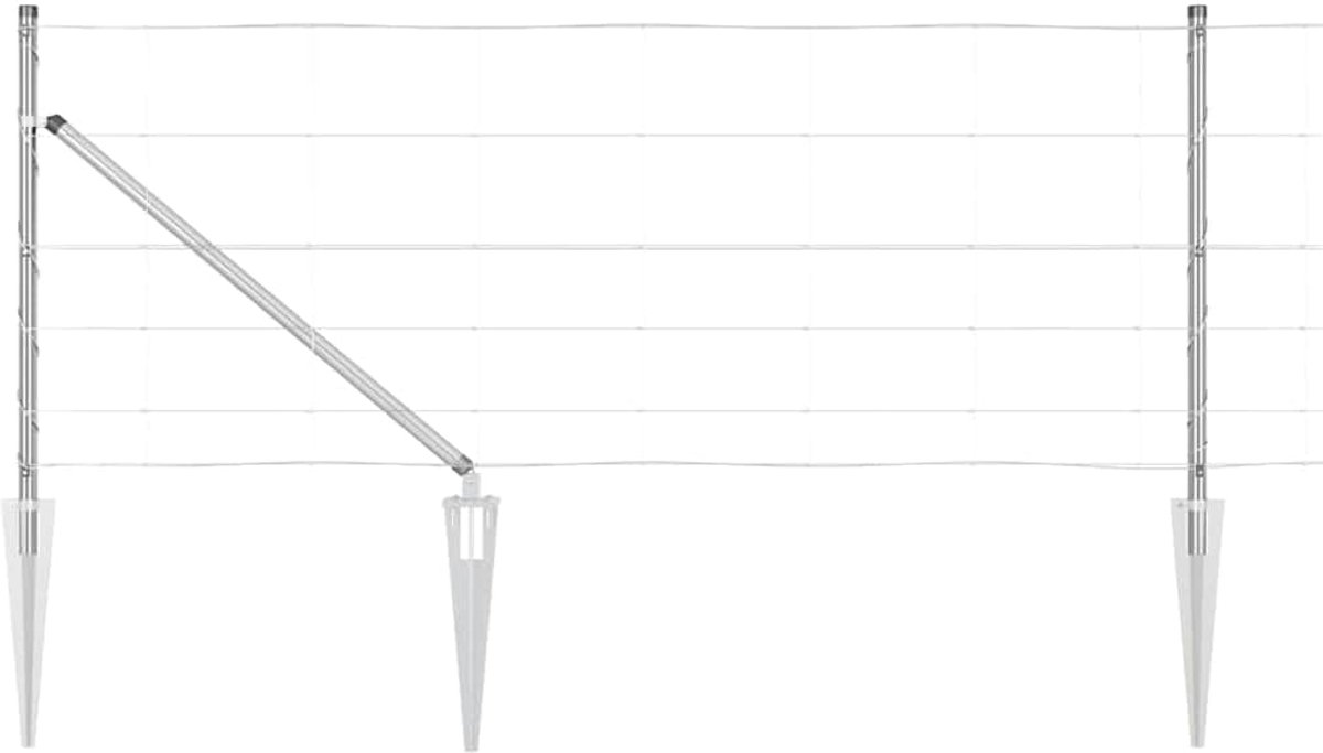 Palen verzinkt 50 x 0,8 m staal, rechthoekige hekpalen van verzinkt staal voor buiten, weerbestendig en corrosiebestendig, modern design voor tuin