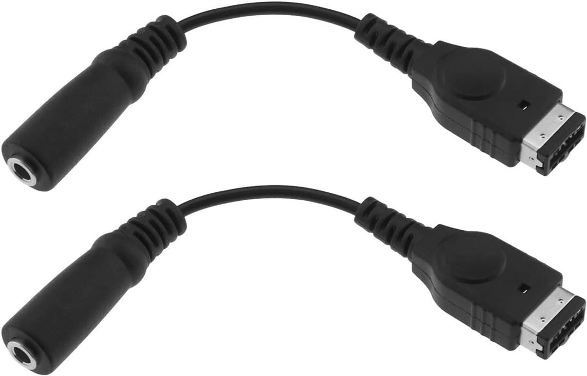 2 stuks hoofdtelefoonadapterkabel vervangende kabel compatibel met GBA SP console 3,5 mm jack adapterkabel zwart
