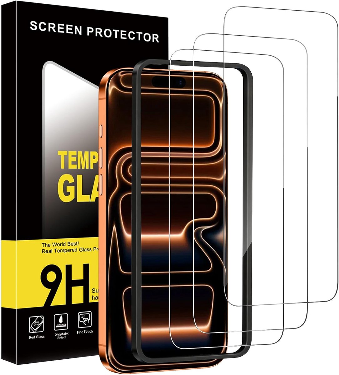 Pantserglas voor iPhone 17 Pro max, 3 stuks beschermfolie HD helder met eenvoudig installatiegereedschap