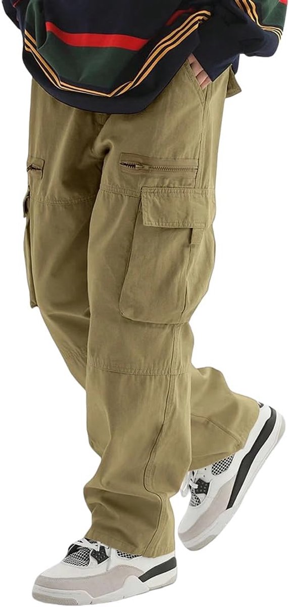 Cargobroek voor heren met elastische tailleband en zakken, herfst, outdoorbroek, trekking, casual, werkbroek, vintage broek, wintersportbroek, streetwear