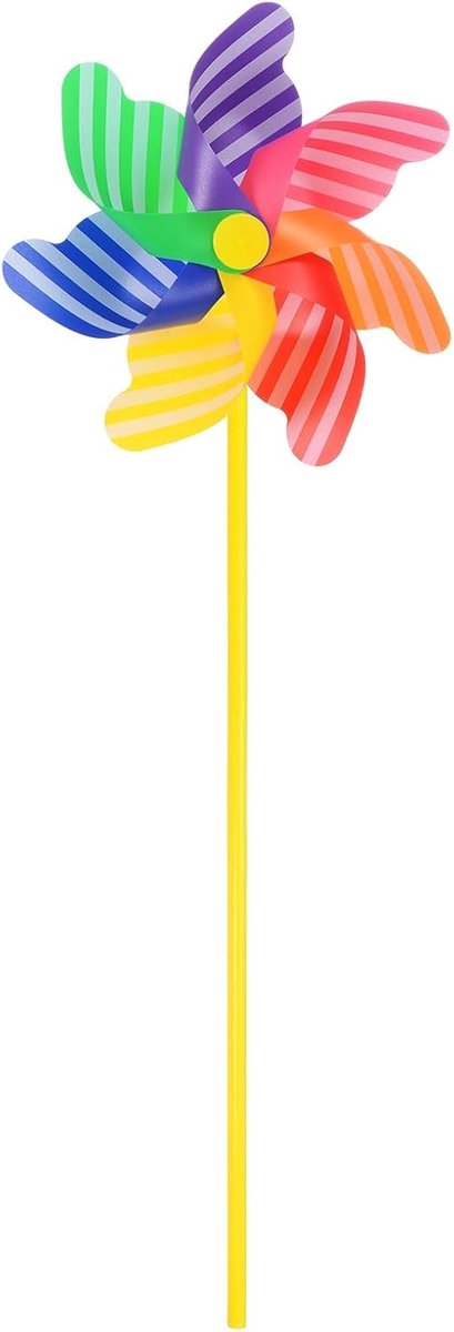 1-Pack Regenboog Pinwheels 19,7 Inch Plastic Wind Spinners Outdoor Bloem Windmolen voor Feestdecoraties/Tuin/Tuin, Speelgoed Wind Spinners [Regenboogstrepen]