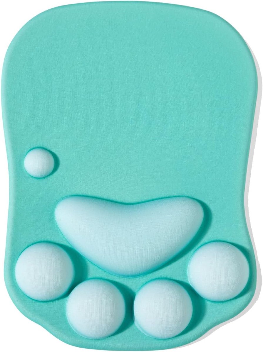 Cat Paw Muismat, Ergonomische Muismat met Polssteun, Siliconen Gel Mouse Pad, voor thuis/kantoor/gaming, Groen en Lichtgroen
