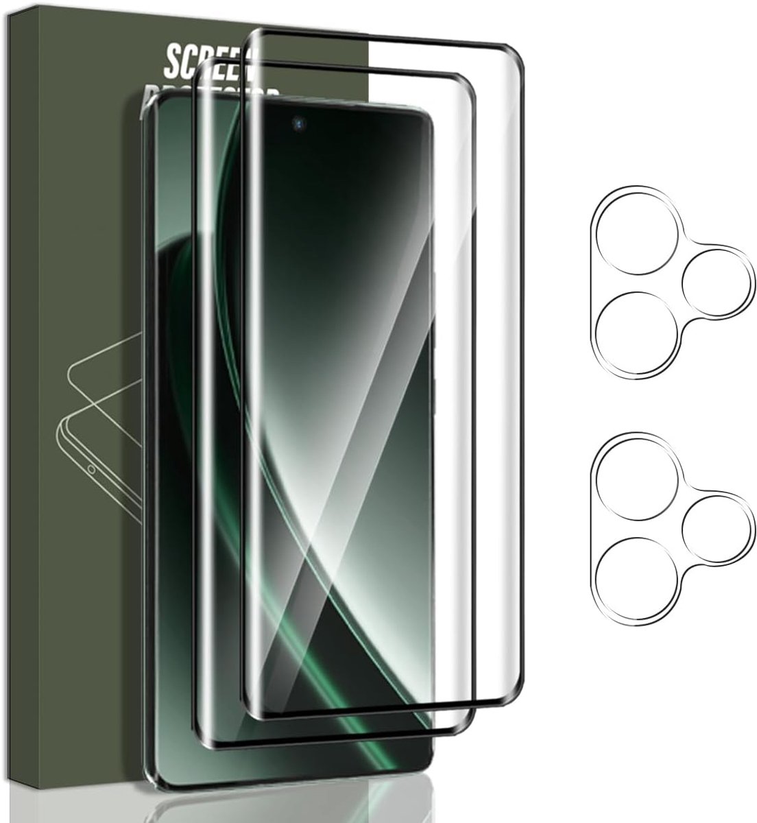 Beschermfolie voor Realme GT 6 5G/GT 6T 5G pantserglas [2 stuks] en camerabescherming [2 stuks], 9H/HD displaybescherming/luchtbelvrij/krasbestendig, pantserfolie voor Realme GT 6 5G/GT 6T 5G