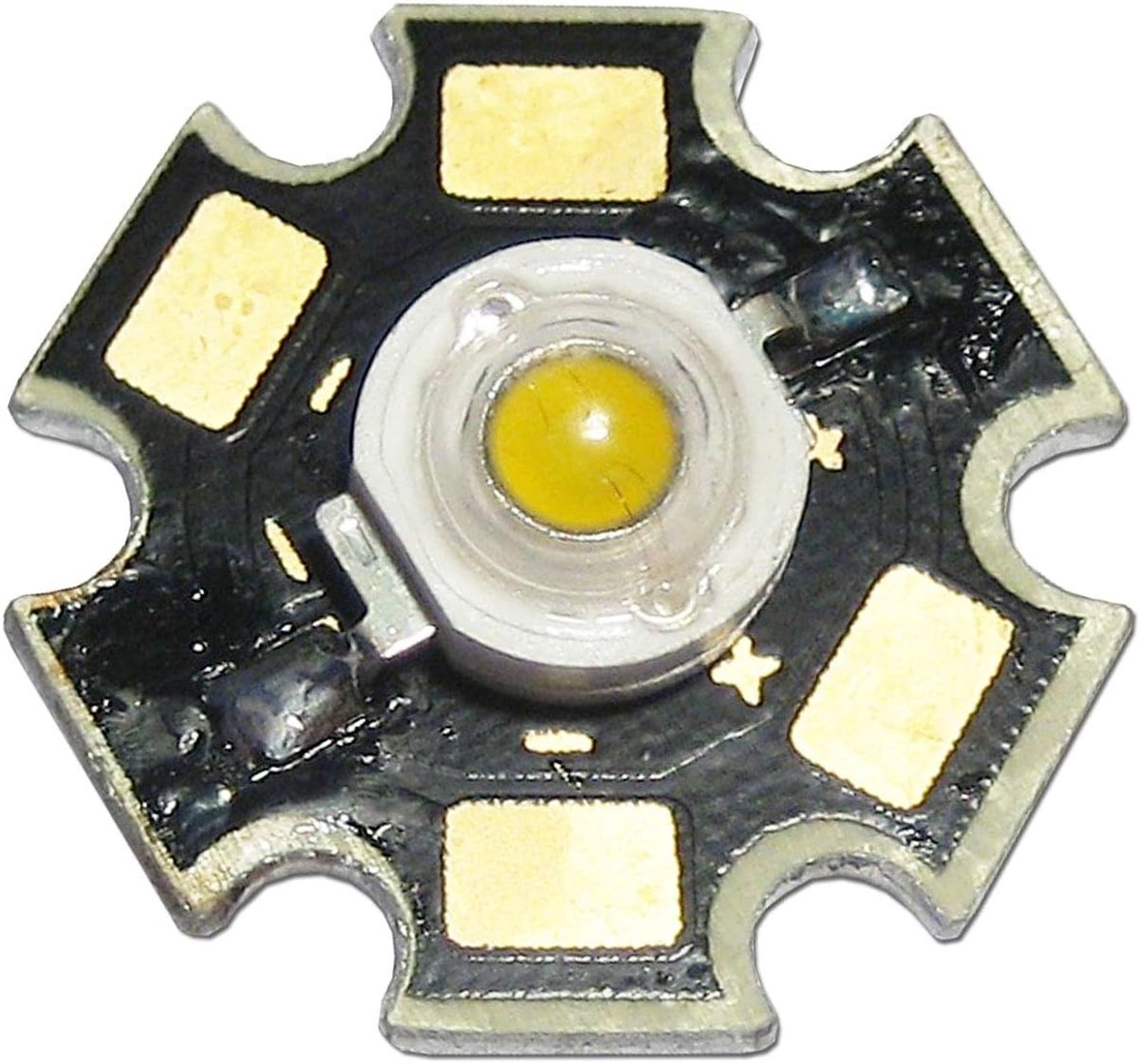 5x krachtige LED-chips 3W, op aluminium bord, brede stralingshoek