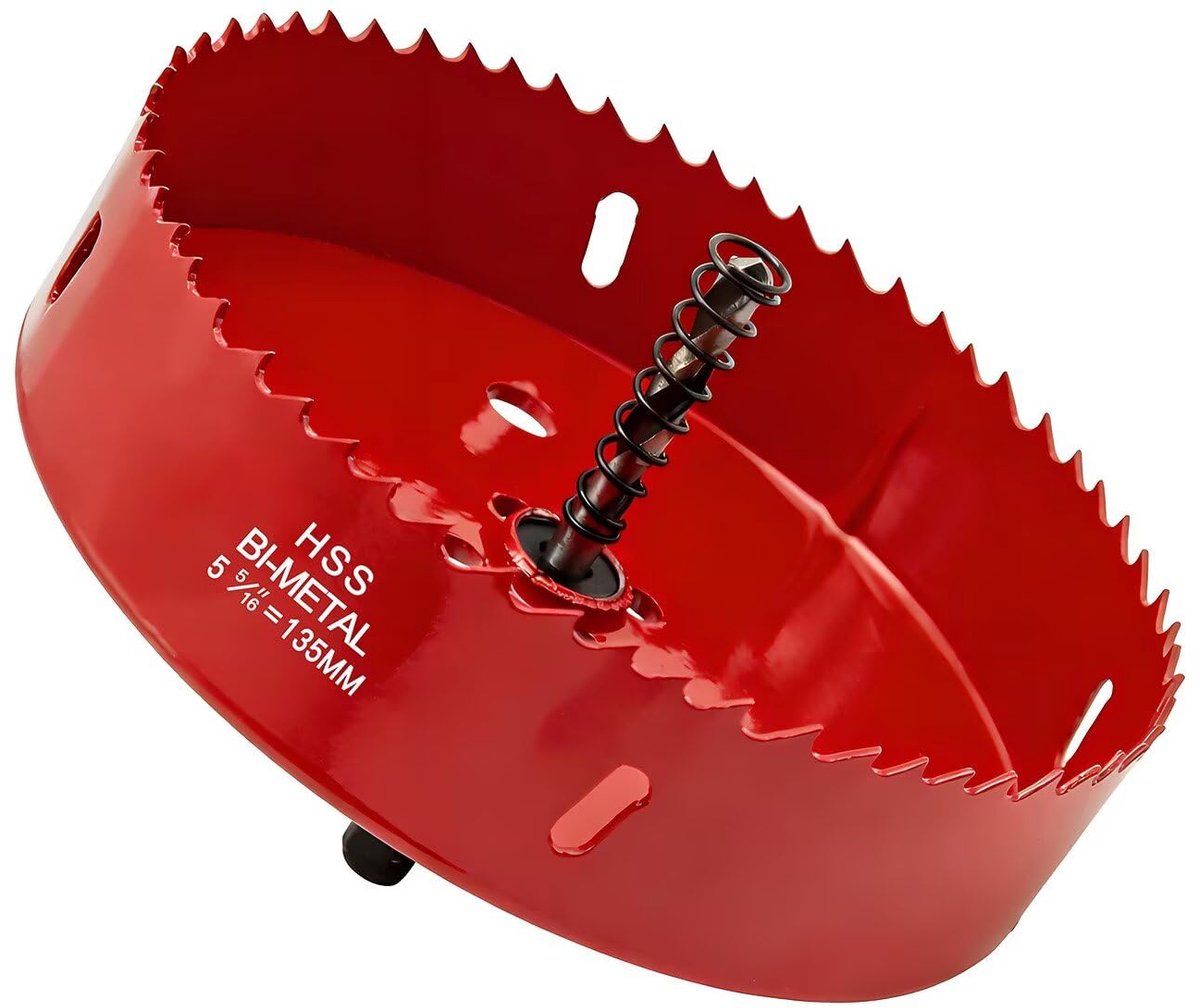 Gatenzaag 135mm,M42 HSS gatenboorset,1 Boor, 1 Mechanische Veer, Gatzaag Voor Aluminium, Hout, PVC-plaat