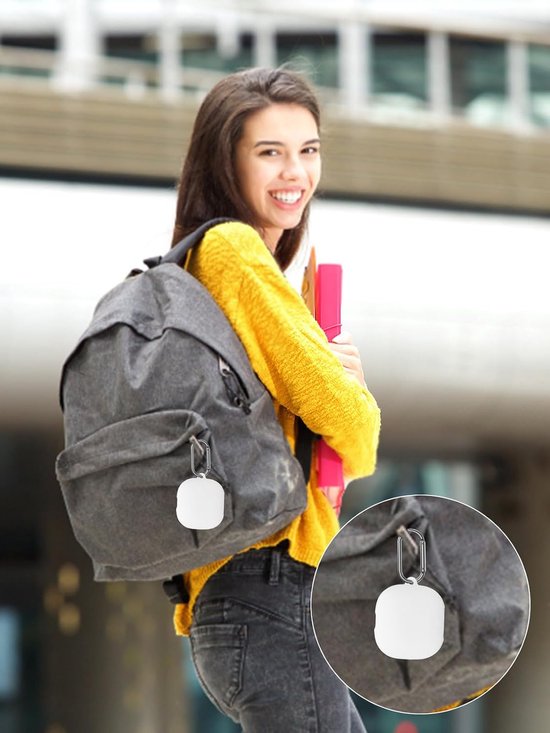 Soundcore Liberty 5 van Anker Wireless Headphones, zachte siliconen beschermhoes, huidvriendelijk etui met karabijnhaak, volledige bescherming, wit — afbeelding 5