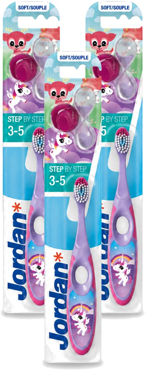3 x Jordan - Step By Step - Kindertandenborstel - 3-5 jaar - Bulkverpakking - 3 stuks