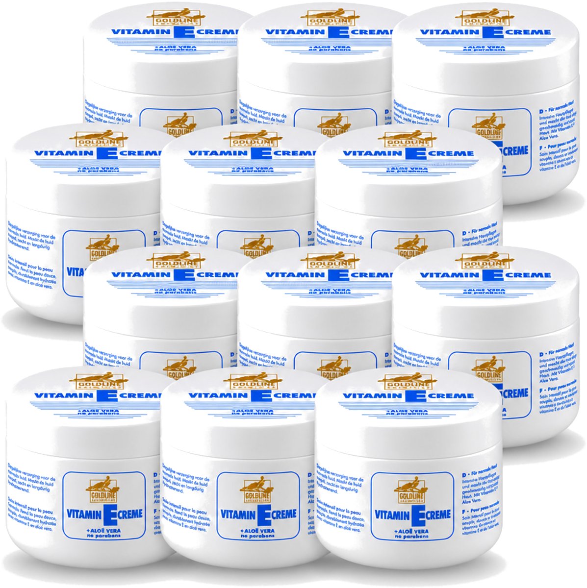 12 x Goldline - Bodycrème - Vitamine-E & Aloë Vera - Normale Huid - Hydraterend - 250 ml - Voordeelverpakking - 12 stuks