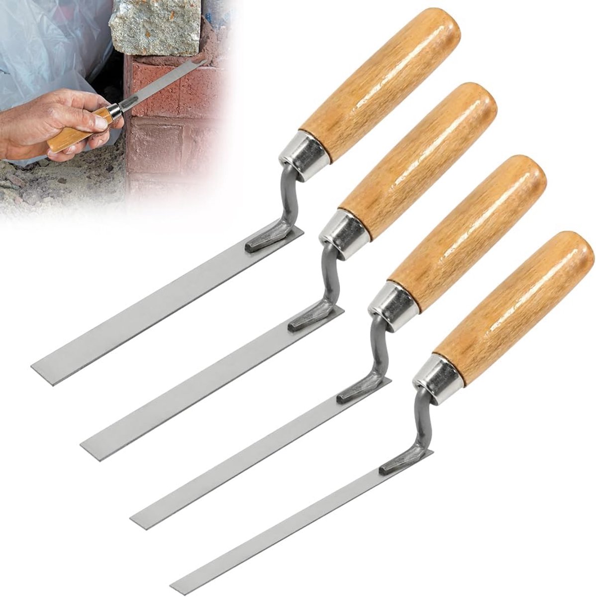 4 stuks voegentroffel, breedte 8 mm/10 mm/12 mm/15 mm, stootvoegtroffel