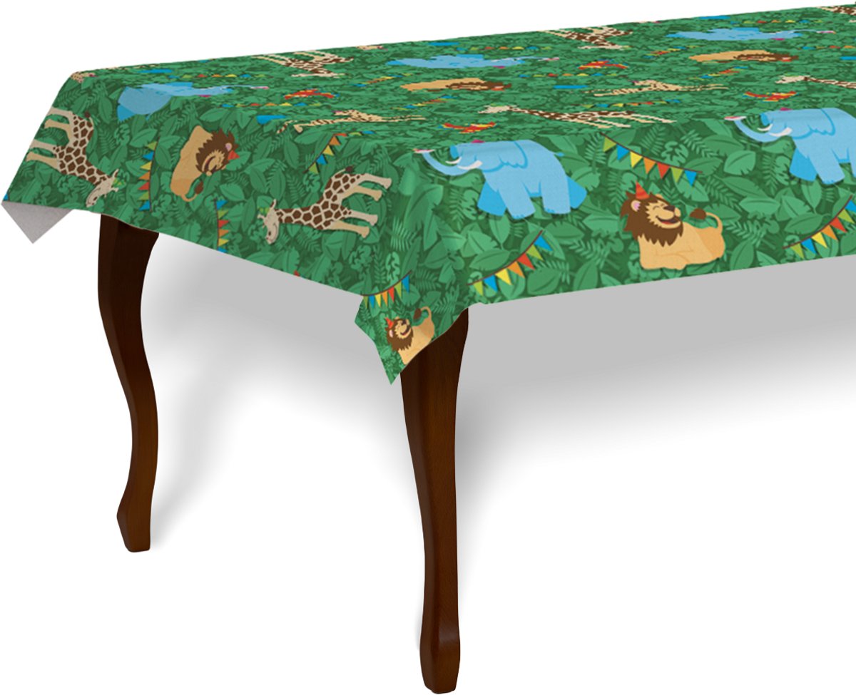 LUQ – Jungle Kinderfeestje Tafelkleed – 274x137cm – Safari Party Birthday Decoratie – Verjaardag Versiering – Waterdicht