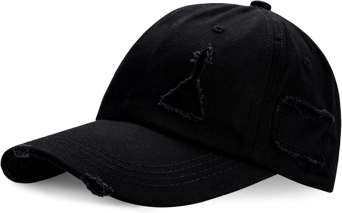 Honkbalpet van katoen, retro, verstelbaar, voor buitensporten, voor heren en dames, zwart