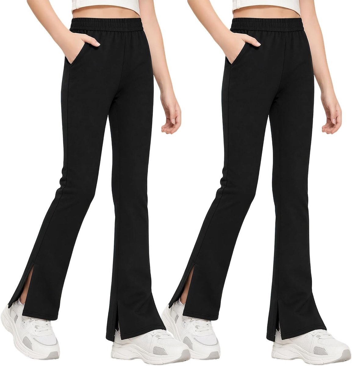 Meisjeslegging met 2 zakken, set van 2, split-ontwerp met uitlopende pijpen, 5-16 jaar
