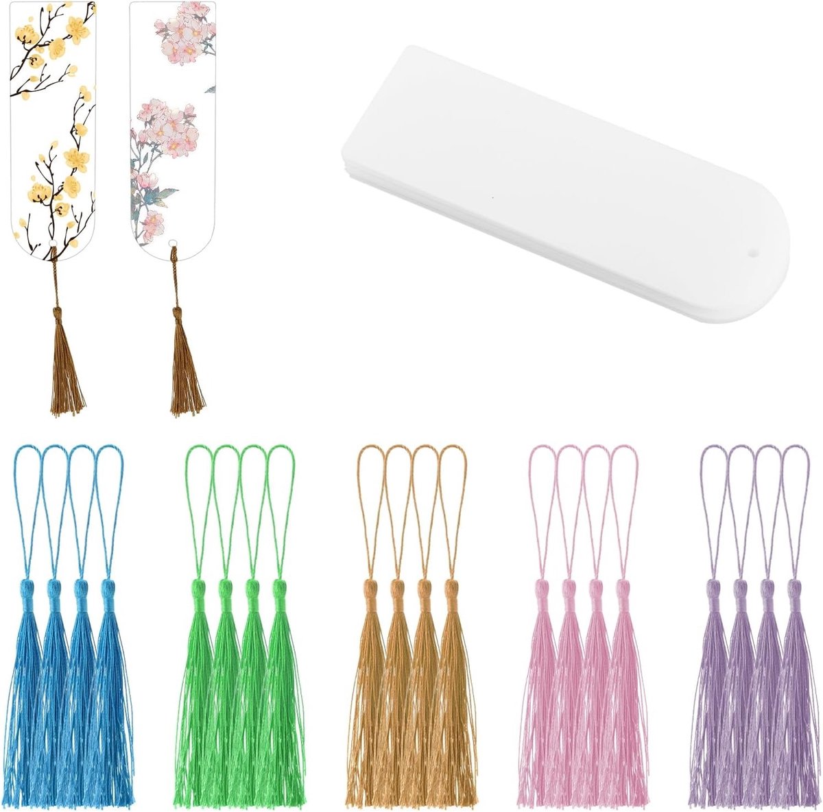 20 Stuks Duidelijke Acrylaat Tassel Hangers voor Vrouwen - DIY Boekenleggers met Gedroogde Bloemen en Creatieve Decoratie