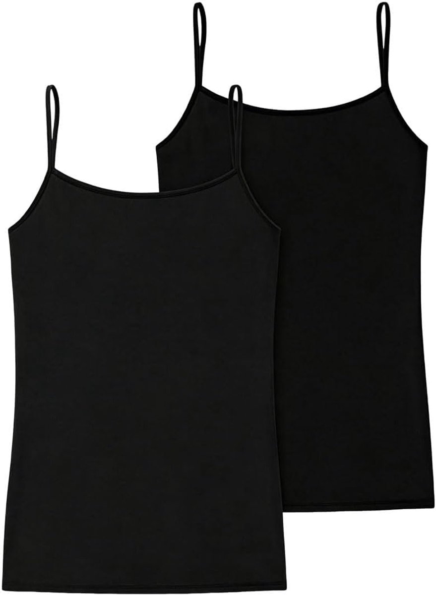Set van 2 spaghettitops, zwart, eenheidsmaat
