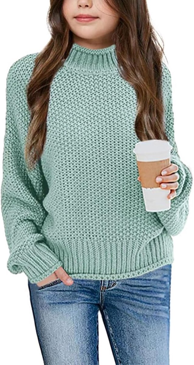 Meisjespullover winter rolkraag gebreide trui lange mouwen gebreid casual 5-14 jaar