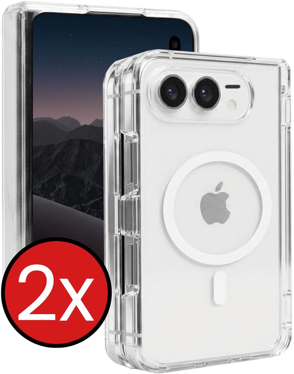 Hoesje - 2 Stuks - Geschikt voor Apple iPhone Duo - Magsafe Compatible - Sterk & Shockproof - Shock Proof Case - Back Cover - Telefoon Hoes - Telefoonhoes - Transparant