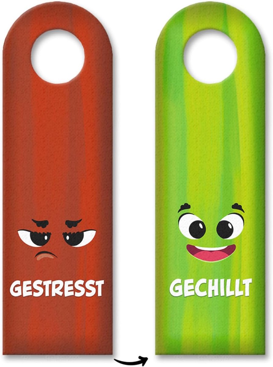 Gestreste of gechillde deurhanger met gezichten, stress, boos, woedend humeur, kantoor