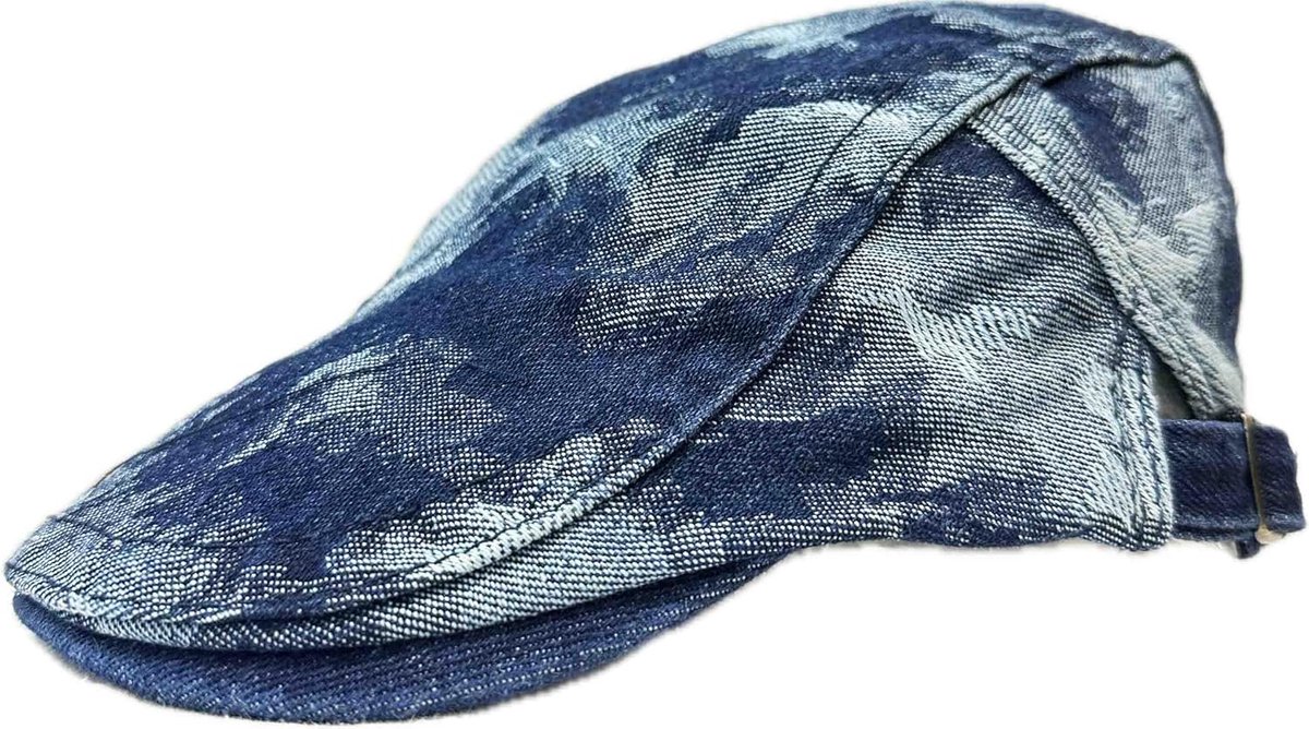 Platte pet, pet, gebogen klep, jeans, stof, verstelbaar, voor heren