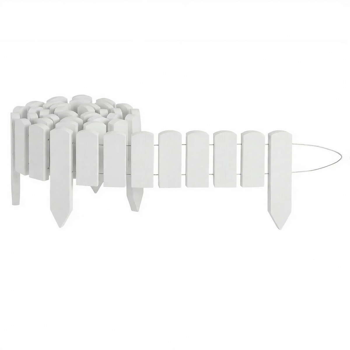 Creative Home Gazonrand Houten borderrand 200 x 10 cm (LxH) wit, Flexibele borderomranding 10 cm Hoge tuinafscheiding om in de grond te steken, Ideaal als borderomranding