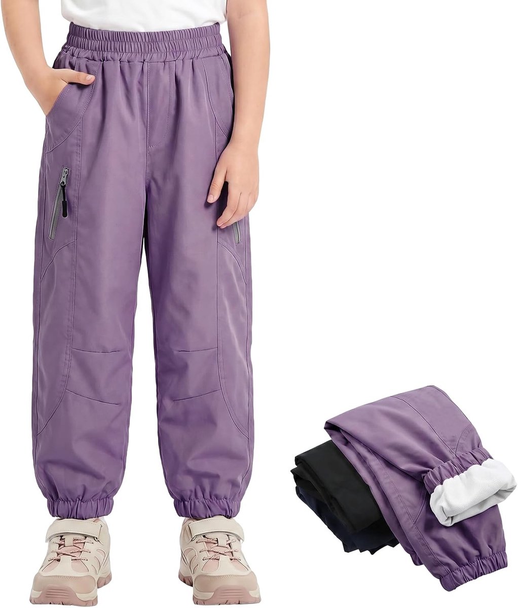 kinderwandelbroek jongens meisjes waterdicht winddicht ademend softshellbroek met mesh voering elastische tailleband zachte regenbroek trekkingbroek outdoorbroek modderbroek, maat 158-164