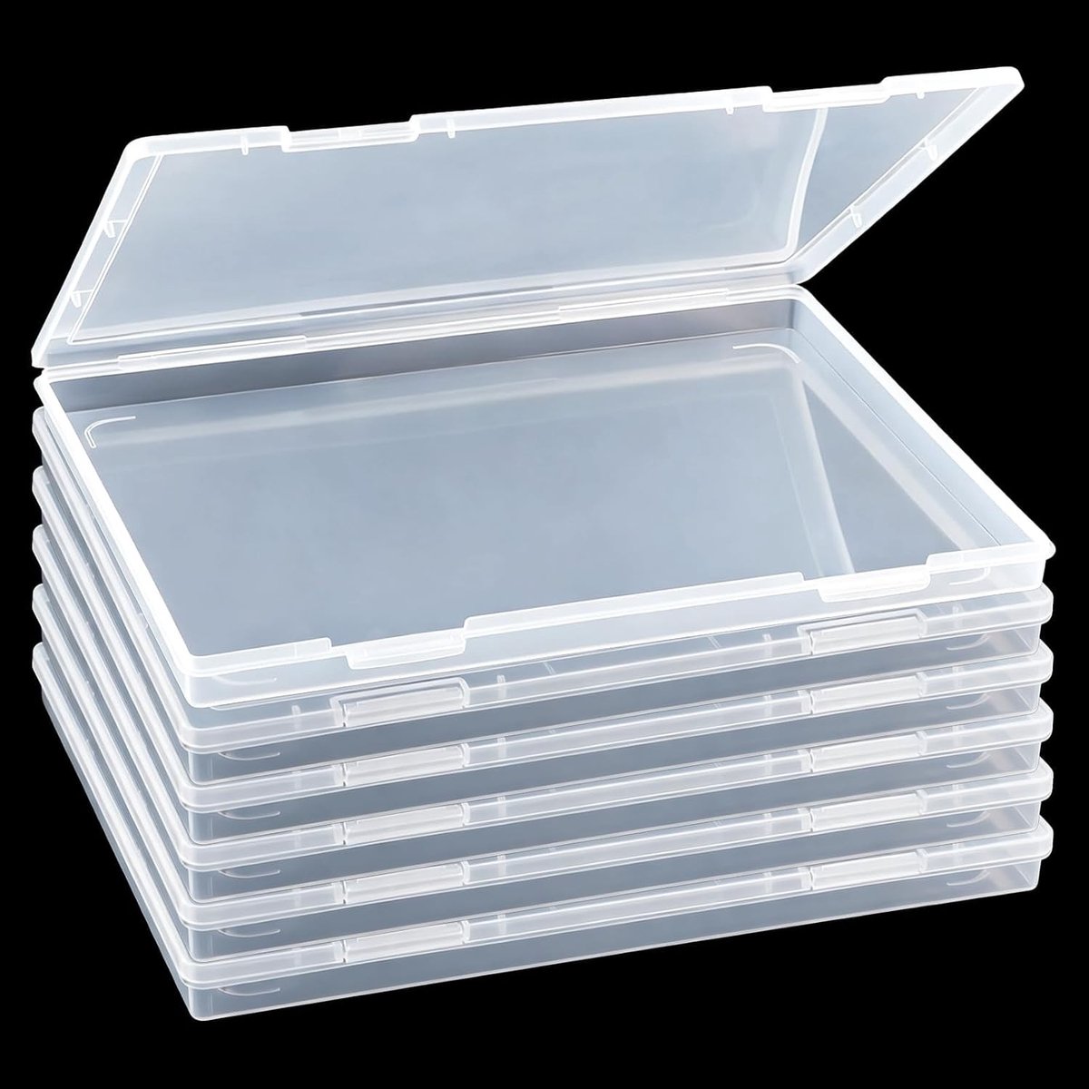 6-Pack A4 Opbergdozen voor Papier, Doorzichtige Plastic Organizer voor Scrapbook, Foto- en Documentopslag, Ideaal voor Bordspellen en Knutselprojecten