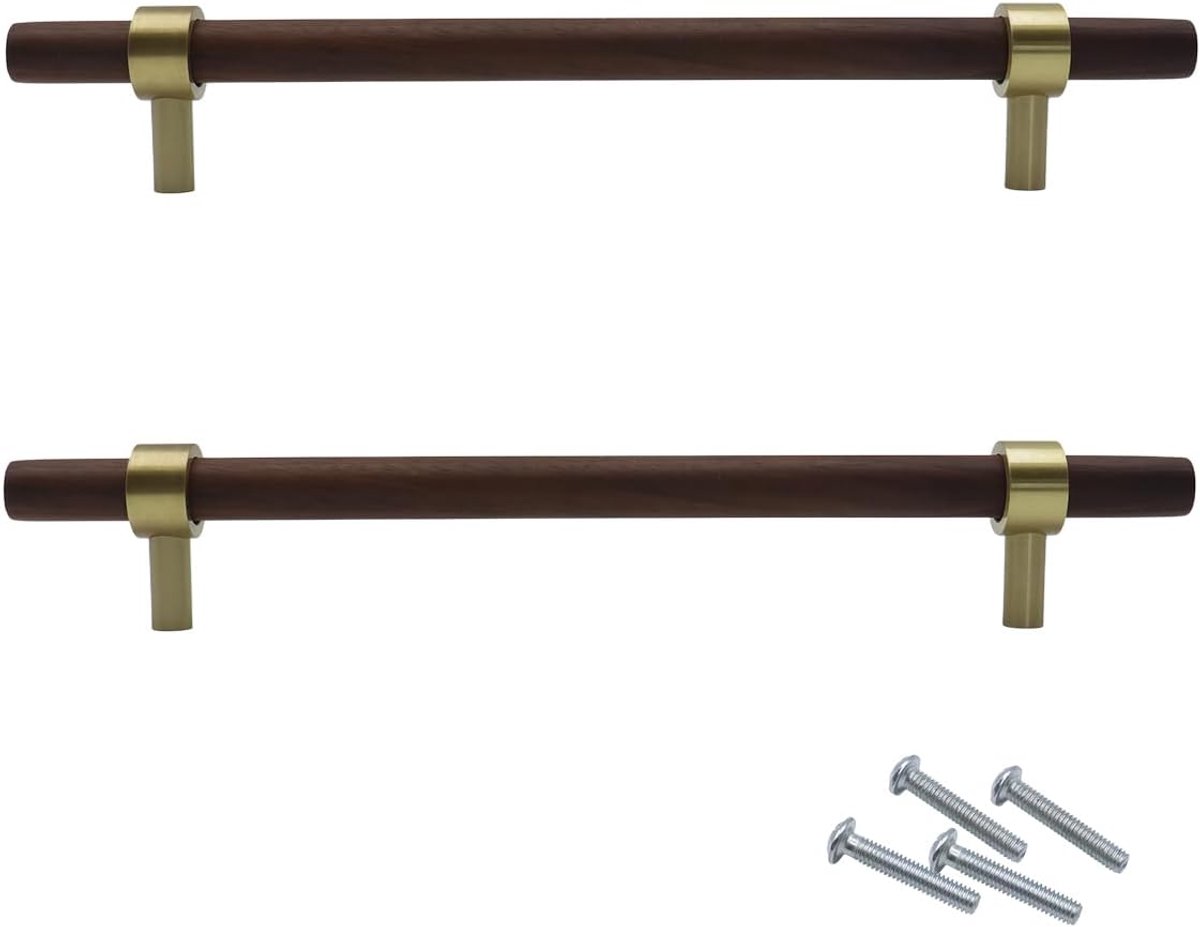 2 stuks houten kastgrepen, gatafstand 160 mm, meubelgreep, houten handvat voor kasten, keukenhandgrepen, kastknoppen
