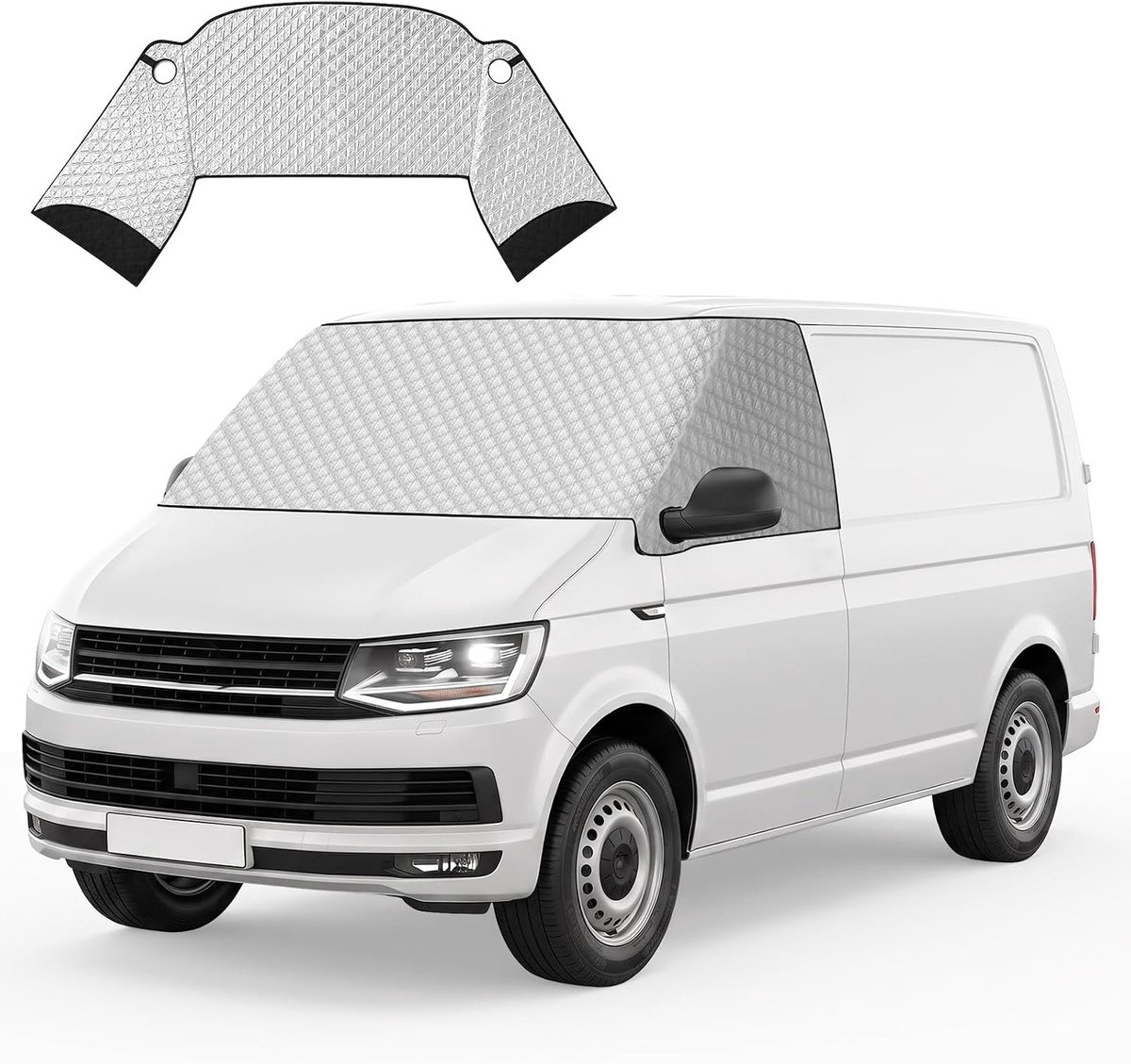 Voorruitafdekking compatibel met VW T6, drie lagen zilverkleurige buitenafdekking, wrap cover, waterdicht, weerbestendig, voorruitafdekking