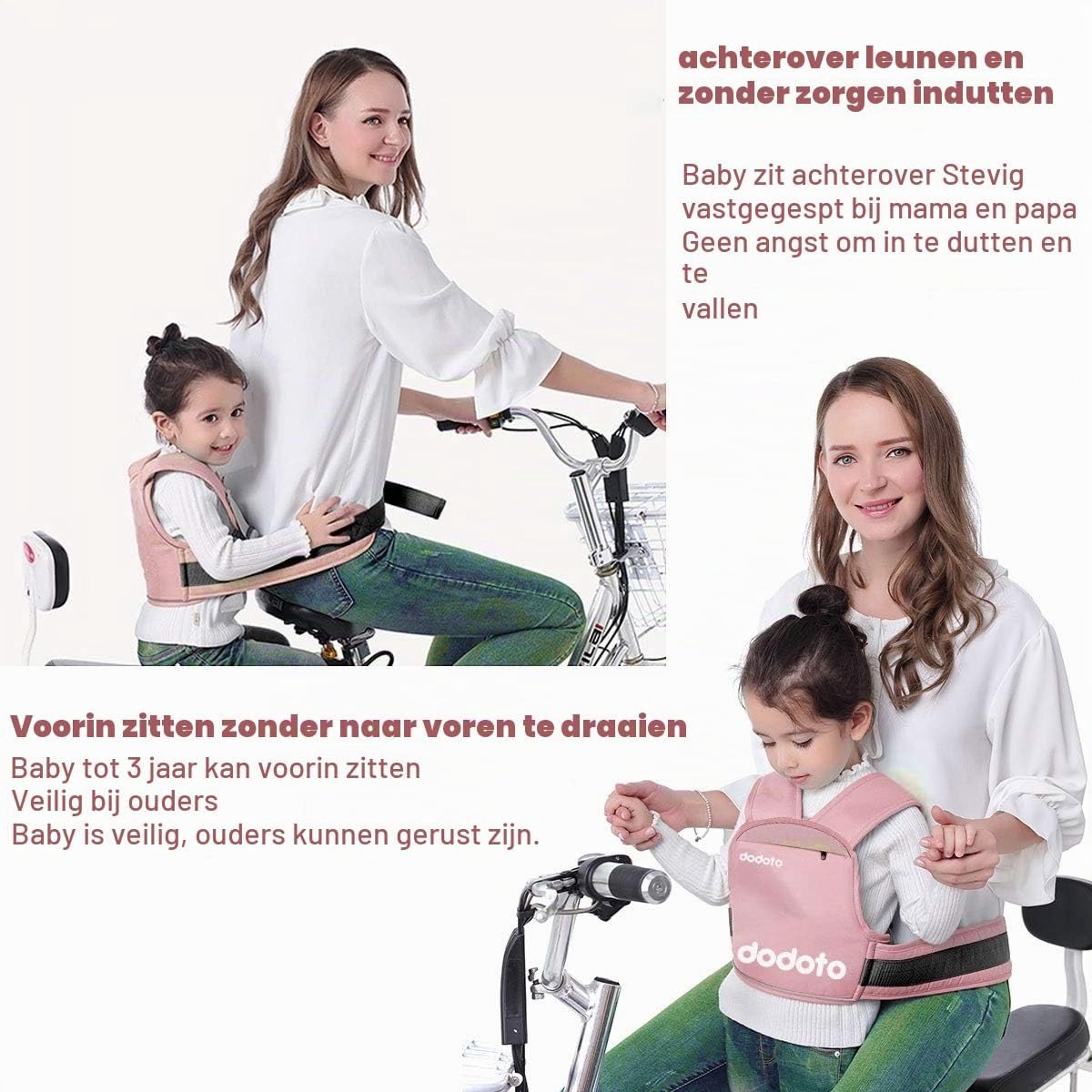 Verstelbare Veiligheidsriem voor Kinderen met Reflecterende Strepen, Geschikt voor Jongens en Meisjes van 1-10 Jaar, Veiligheid, Comfort en Gebruiksgemak