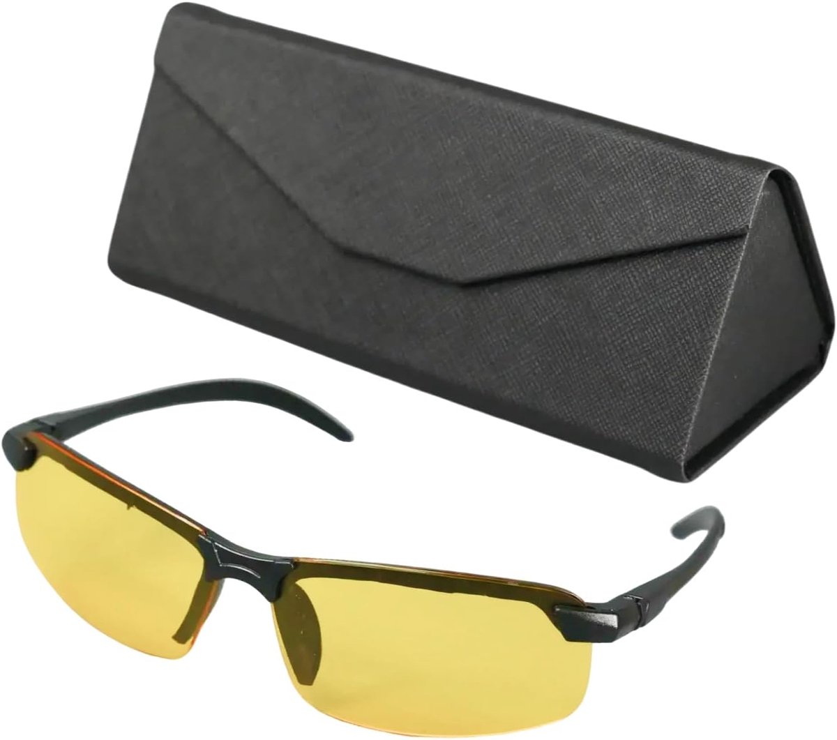 nachtrijbril voor beter zicht 's nachts, HD-half-brand design, ultralicht metalen frame, gele glazen blokkeren UVA/UVB-stralen, ideaal voor autorijden en outdoor-activiteiten