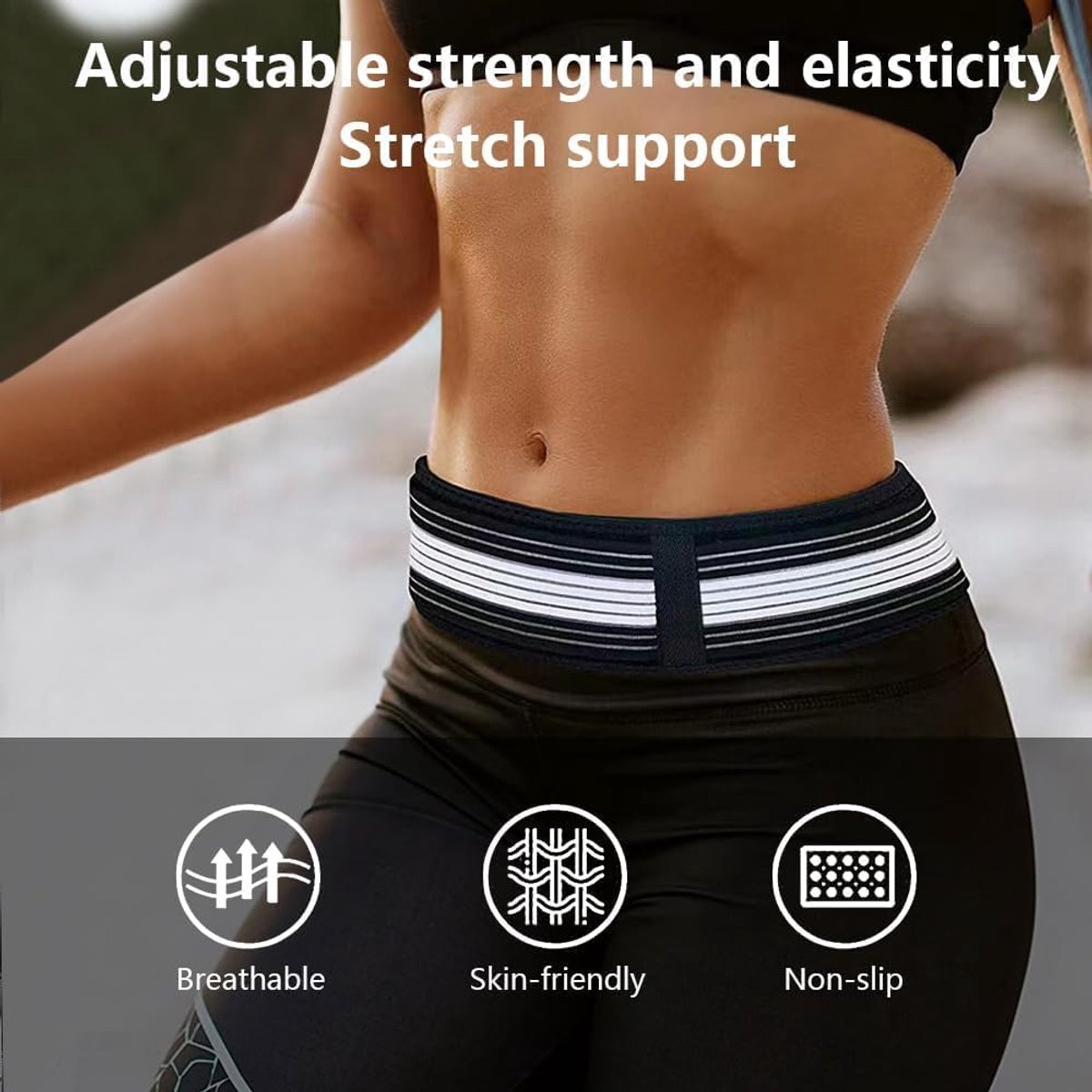 Rugbandage voor dames, ondersteunt en vormt de taille, verstevigt het zitvlak, slankmakend, met verstelbare klittenbandsluiting, voor dagelijks gebruik of sport