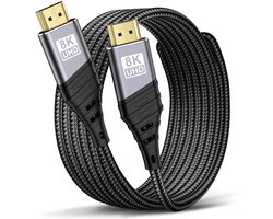 HDMI 2.1 Kabel 8K, 48Gbps HDMI Kabel Ultra High Speed 8K @60Hz 4K @120Hz 7680P eARC HDCP 2.2&2.3 DTS:X Dynamische HDR Dolby Atmos compatibel met HDTV, PS5/4/3, Xbox Series X/S Meer (7M)