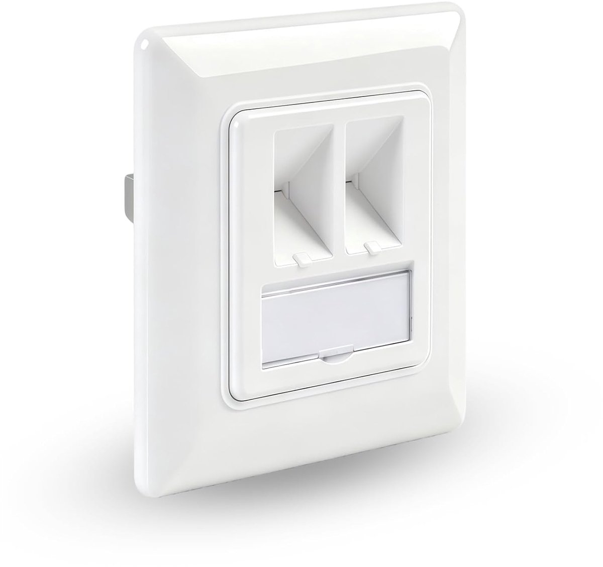 Netwerkstekker, RJ45 Cat 7 stekker, 2 poorten, 10 Gigabit afgeschermd, universeel LAN, oppervlak of inbouw, robuuste behuizing van ABS en metaal voor desktop-installatie, compatibel met CAT7