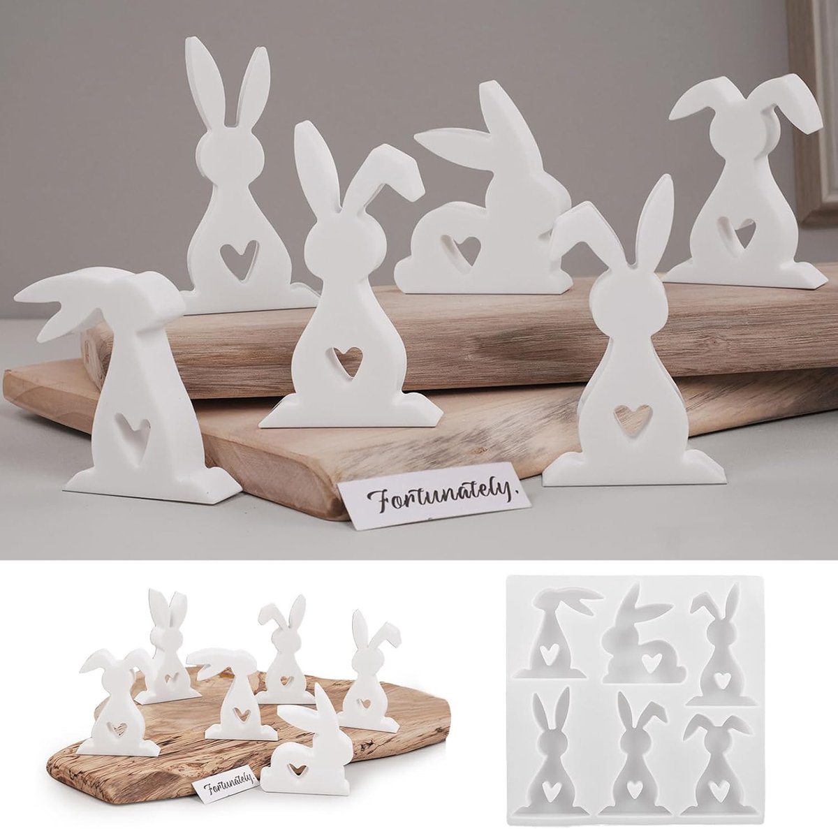 6 stuks mini siliconen gietvormen voor Pasen, paashaas, siliconen vorm, haas, lente, siliconen gietvormen, gips, Pasen gietvorm, ideaal als kaarsen, epoxyhars, paasdecoratie of cadeau