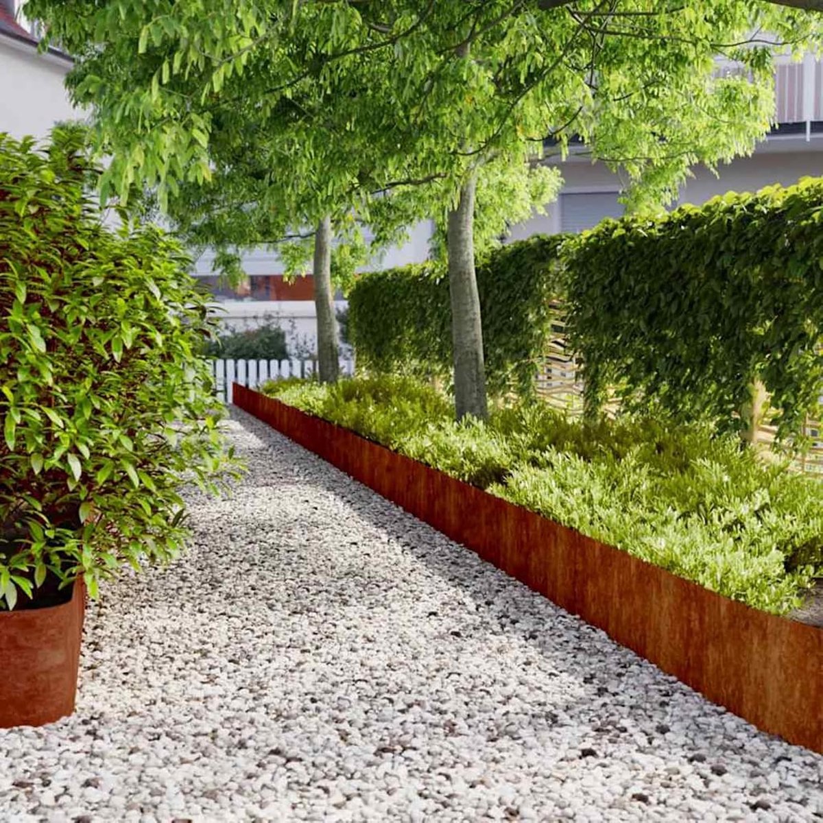 10 stuks, 25 x 103 cm, flexibele cortenstalen randstenen met gereedschaploos verbindingssysteem, roestbruin, voor tuininstallaties, binnenplaatsen en perkbegrenzingen